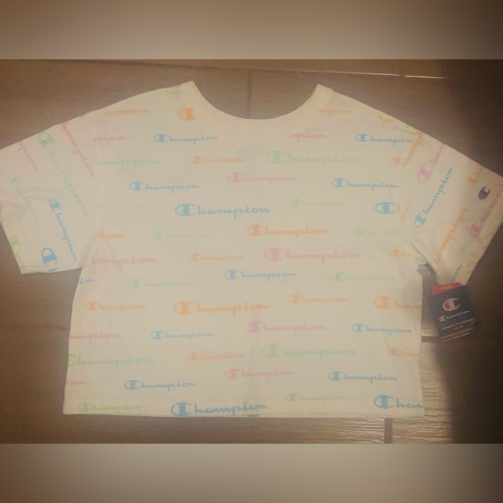 Champion Rainbow Logo Cropped Tee – Size M (Brand New!)